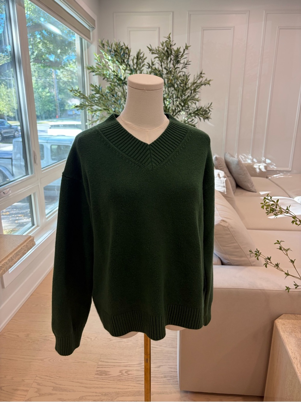 H&M Dark Green V-Neck Women's Sweater